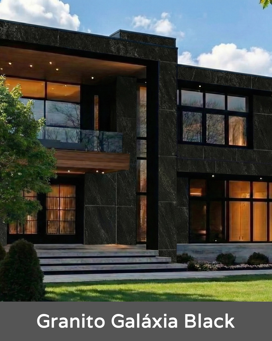 Fachada Residencial – Granito Galáxia Black